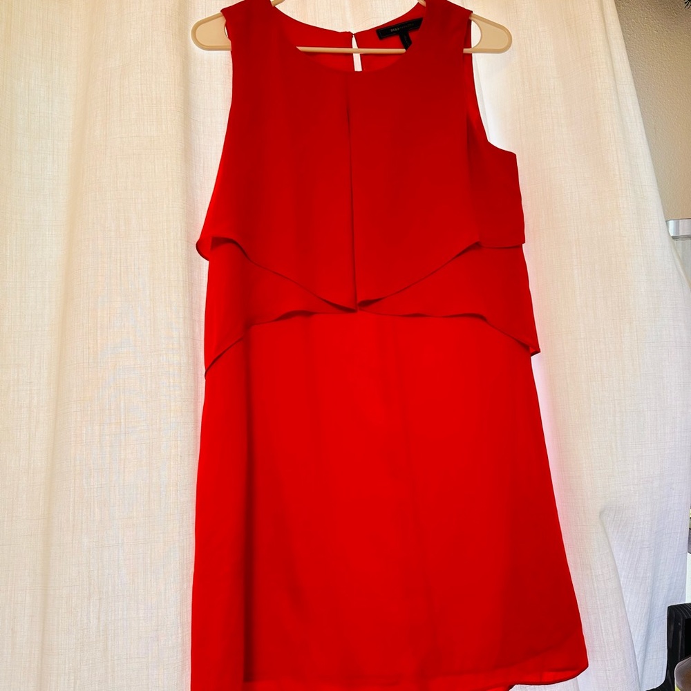 BCBGMaxAzria Vibrant Red Layered Mini Dress